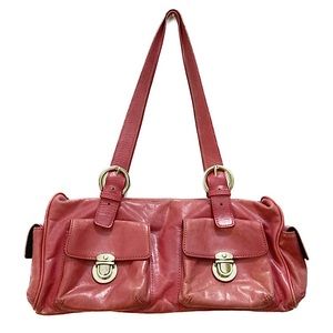Pink leather handbag
